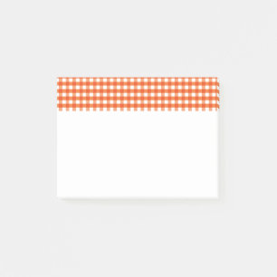 Orange och White Gingham Mönster Post-it Block