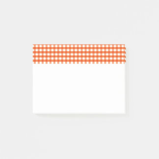 Orange och White Gingham Mönster Post-it Block
