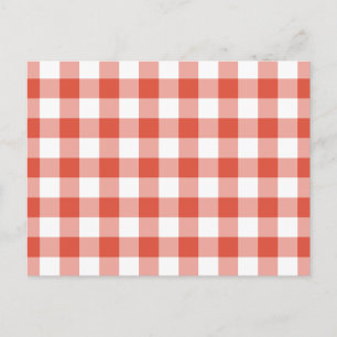 Orange och White Gingham Mönster Vykort
