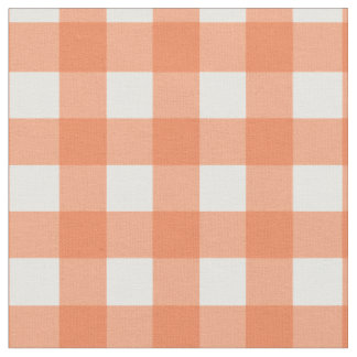 Orange och White Gingham Tyg