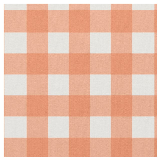 Orange och White Gingham Tyg (Närbild)