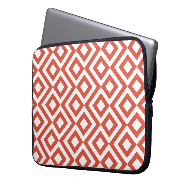 Orange och White Meander Laptop Sleeve (Framsidan Vänster)