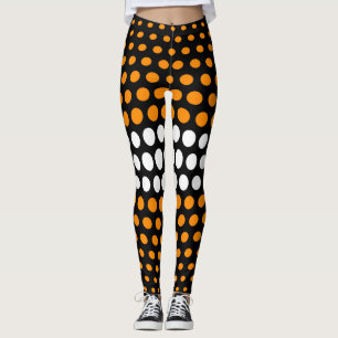 Orange och White Polka Dot Mönster Leggings