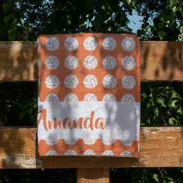 Orange och White Volleyball Mönster Fleecefilt