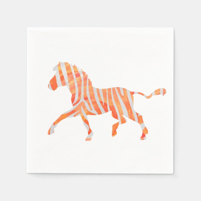 Orange och White Zebra Silhouette Pappersservett (Framsidan)