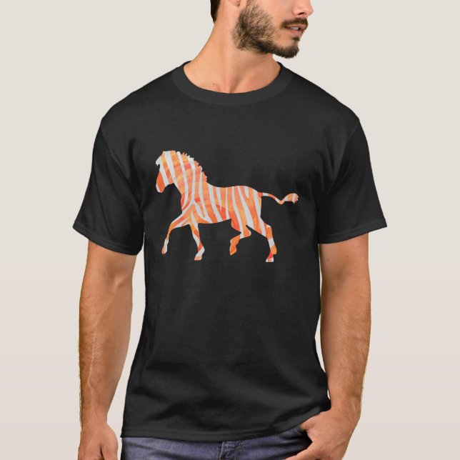 Orange och White Zebra Silhouette T Shirt (Framsida)