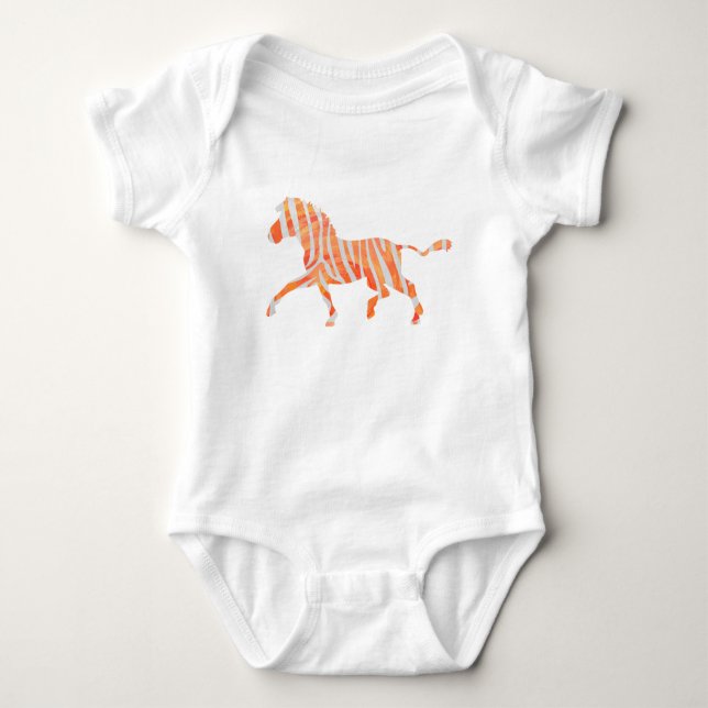 Orange och White Zebra Silhouette T-shirt (Framsida)