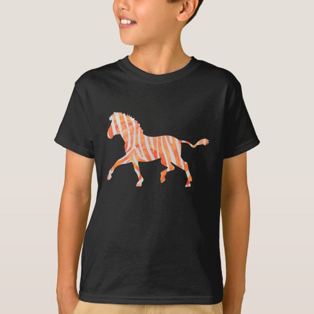 Orange och White Zebra Silhouette Tee (Framsida)