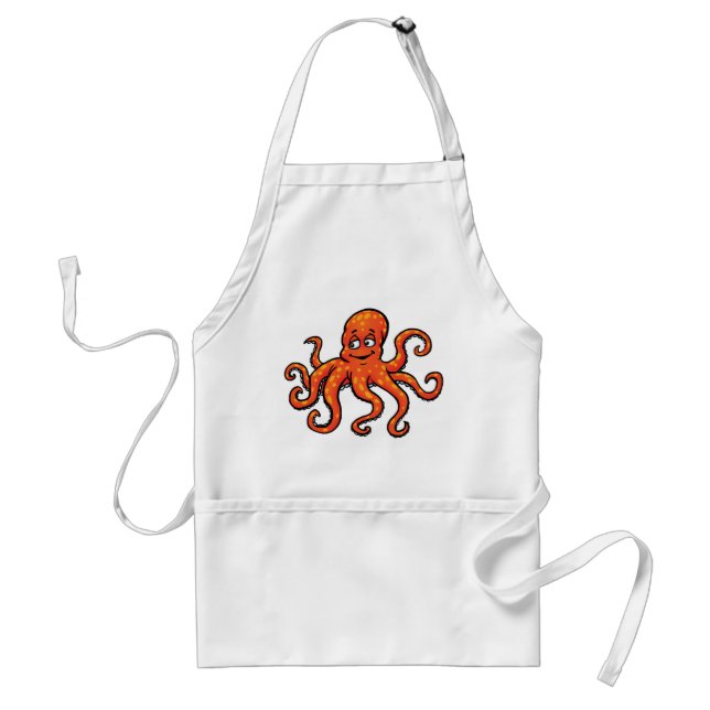 Orange Octopus Cartoon Ocean Sea Creature Förkläde (Framsidan)