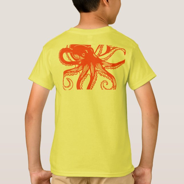 Orange Octopus Kids T-Shirt – Cute Sea Animal Tee  (Baksida)