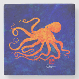 Orange Octopus - Marble Underlägg