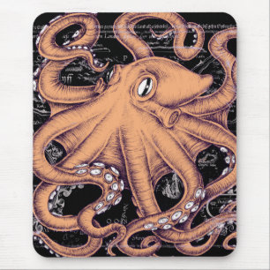 Orange Octopus Tentacles bläck Musmatta
