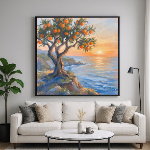 Orange ögonblick - Pastell Impressionistisk Scen Poster