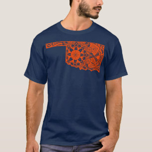 Orange Oklahoma State Gift Mandala Yoga OK Art T Shirt