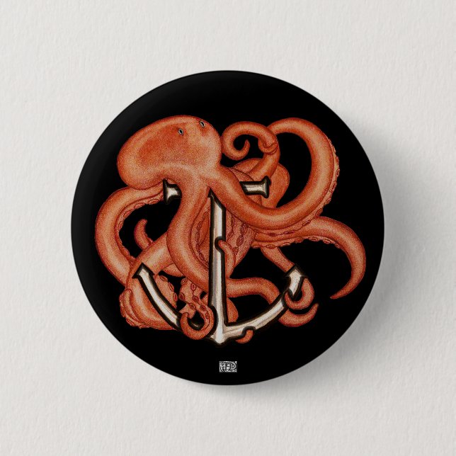 Orange, oktopus över ankare knapp (Framsida)