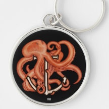 Orange, oktopus över ankare