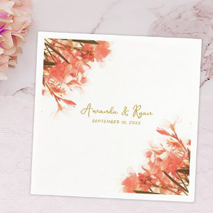 Orange Oleander Flowers Blommigt Beach Wedding Pappersservett