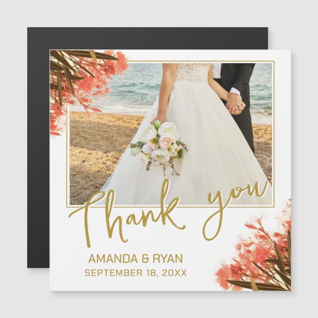 Orange Oleander Flowers Foto Tack Bröllop (Fram/baksida)