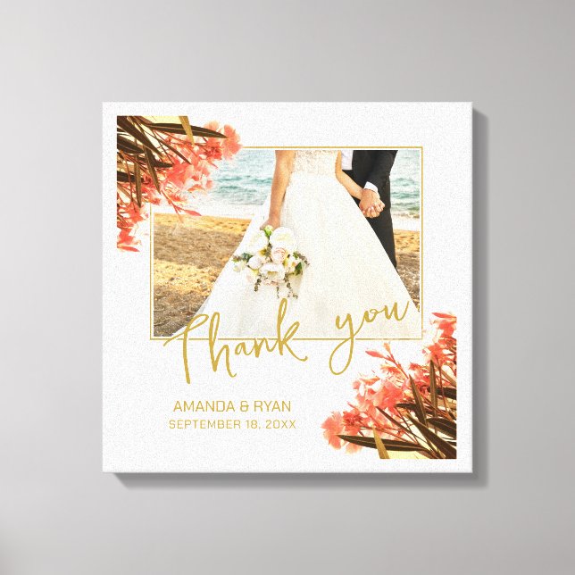 Orange Oleander Flowers Foto Tack Bröllop Canvastryck (Framsida)