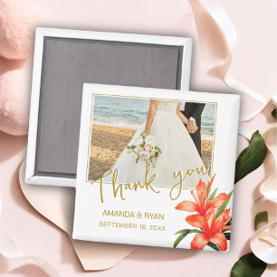 Orange Oleander Flowers Foto Tack Bröllop Magnet