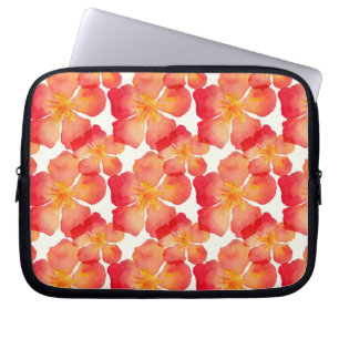 Orange Oleanderblommönster Laptop Fodral