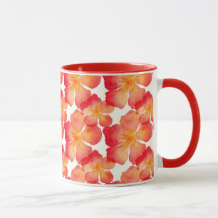 Orange Oleanderblommönster Mugg