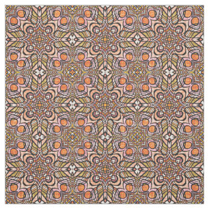 Orange Oliv grönt Retro Chic Nouveau Deco Mönster Tyg