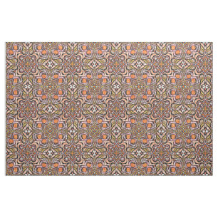Orange Oliv grönt Retro Chic Nouveau Deco Mönster Tyg