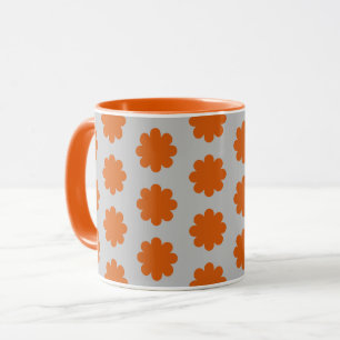 Orange om Grått Retro Flower Art Mugg Kopp