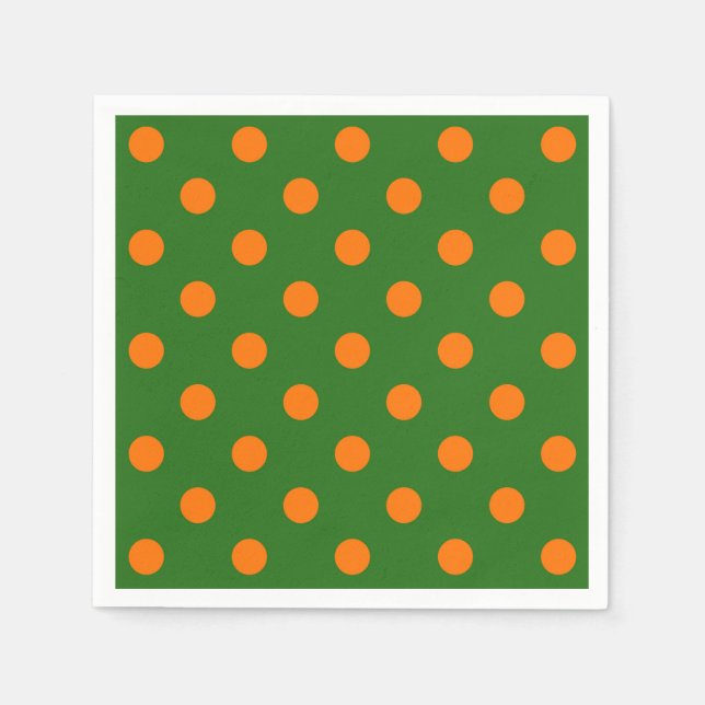 Orange om Grönt Mönster Polka dots Design Pappersservett (Framsidan)