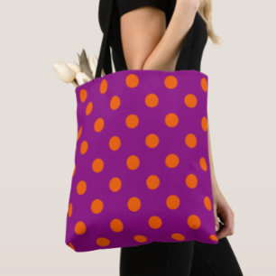 Orange om Lila Polka dots Mönster Design Tygkasse