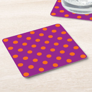 Orange om Lila Polka dots Mönster Design Underlägg Papper Kvadrat
