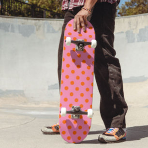 Orange om Rosa Polka dots Mönster Design Mini Skateboard Bräda 18,5 Cm