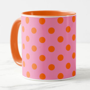Orange om Rosa Polka dots Mönster Design Mugg