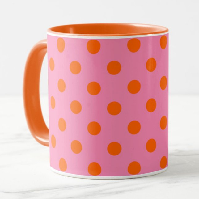Orange om Rosa Polka dots Mönster Design Mugg (Skapare uppladdad)