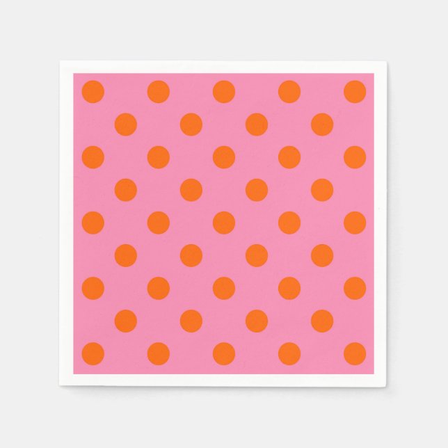 Orange om Rosa Polka dots Mönster Design Pappersservett (Framsidan)