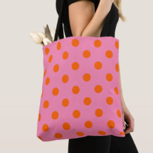 Orange om Rosa Polka dots Mönster Design Tygkasse