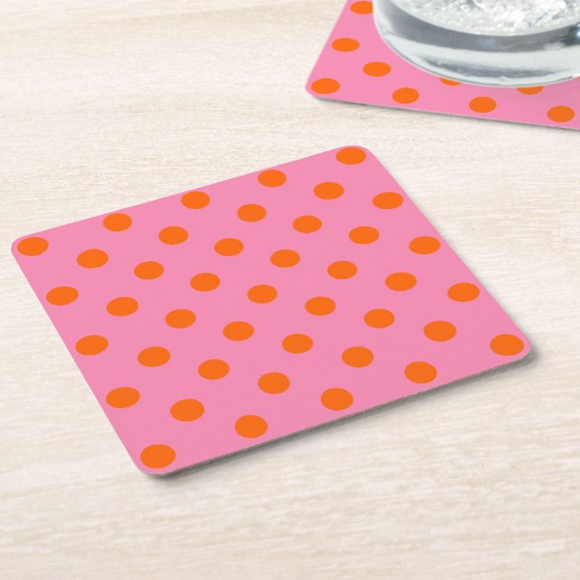 Orange om Rosa Polka dots Mönster Design Underlägg Papper Kvadrat (Skapare uppladdad)