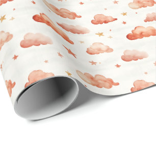 Orange Ombre Clouds & Stars Presentpapper