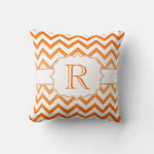Orange Ombre och White Chevron Mönster Monogram