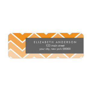 Orange Ombre Zig Zag Chevron Mönster Returadress Etikett