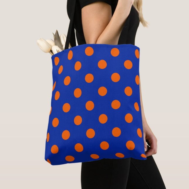 Orange On Blue Polka Dots Pattern Design  Tygkasse (Skapare uppladdad)