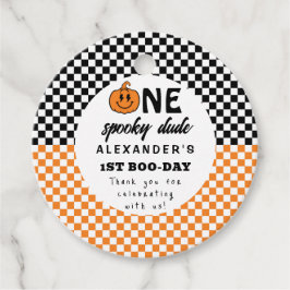 Orange One Kuslig Kille Halloween 1-års Födelsedag Gåvor Etiketter