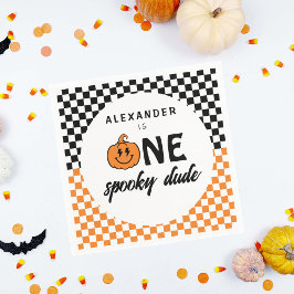 Orange One Kuslig Kille Halloween 1-års Födelsedag Pappersservett