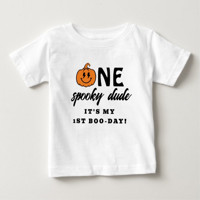 Orange One Spooky Kille Halloween 1-årsdag  T Shirt (Framsida)