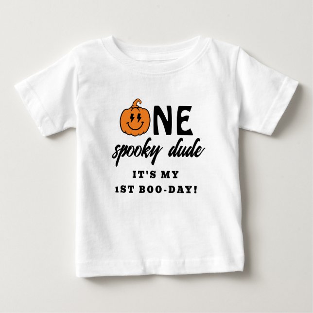 Orange One Spooky Kille Halloween Första Födelseda T Shirt (Framsida)