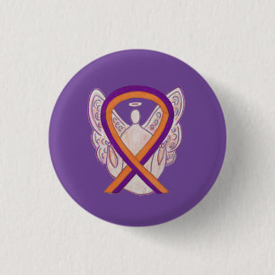 Orange & Orchid Angel Awareness Ribbon Anpassnings Knapp
