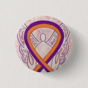 Orange & Orchid Angel Awareness Ribbon Anpassnings Knapp