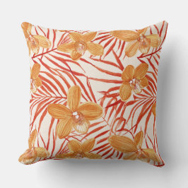 orange orchid floral pattern kudde