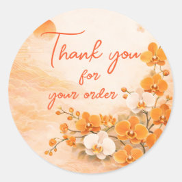 Orange orchid Thank You For your order Runt Klistermärke
